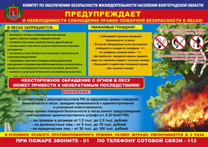 Плакат о необходимости соблюдения правил пожарной безопасности в лесах